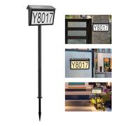 Numéro de maison lumineux solaire 22 LED, 3 modes Numéros de maison Plaque d'adresse lumineuse à l'épreuve de l'eau et alimentée par l'énergie solaire, montage mural/sol 2 façons pour l'extérieur