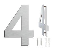 Numéro de maison moderne brossé - 203 mm de hauteur, fabriqué en acier inoxydable 304 massif, aspect flottant et facile à installer (numéro 4 Quatre)
