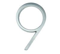 Numéro de maison moderne, grand numéro de maison moderne 3D de 12 cm, plaques de signalisation extérieure de porte numérique de 5 pouces. #0-9 Argent, Numéros d'adresse du domicile, (NO.3173)(9)