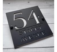 Numéro de maison moderne personnalisé pour l'extérieur, plaque d'adresse personnalisée en acrylique découpé au laser 3D pour boîte aux lettres, cour, maison (15 x 15 cm)