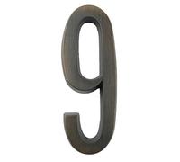 Numéro de maison, Numéro de maison autocollant en métal, 101 mm, for extérieur, boîte aux lettres, porte, 10,2 cm, argent/noir, alliage zinc, n°0-9(Black,9)
