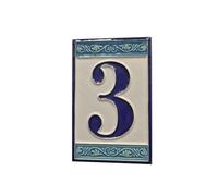 Numéro de maison peint à la main style grec italien 11 cm x 7 cm (numéro 3)