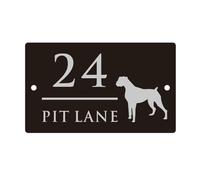 Numéro de maison personnalisable, panneau de maison pour chien, plaque murale extérieure en acrylique 3D découpé au laser, plaque murale extérieure noire mate pour maison de chien, panneau d'adresse