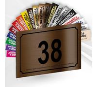 Numéro De Maison Personnalisable - Plaque De Numéro De Rue PVC Extérieur - Numéro Et Texte Gravé - Fixation Adhésif Ou Trous Ou Cache Vis - 15 x 10 cm (Bronze Métallisé)