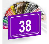 Numéro De Maison Personnalisable - Plaque De Numéro De Rue PVC Extérieur - Numéro Et Texte Gravé - Fixation Adhésif Ou Trous Ou Cache Vis - 15 x 10 cm (Violet)