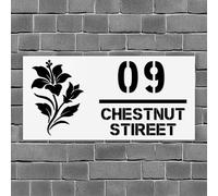 Numéro de maison personnalisé en acrylique avec numéro et nom de rue, plaque de porte moderne sur mesure pour porte, boîte aux lettres, maison et jardin (Blanc et noir)