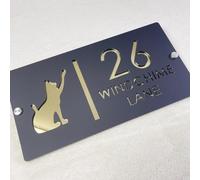 Numéro de maison personnalisé en acrylique, plaque d'immatriculation extérieure personnalisée, plaque d'adresse extérieure moderne (noir doré, 40 x 20 cm)