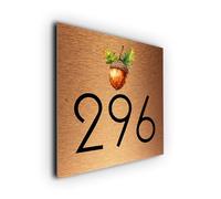 Numéro de maison personnalisé en forme de gland - Plaque d'adresse rustique en métal résistant aux intempéries pour intérieur/extérieur | Décoration d'intérieur personnalisée (cuivre/noir, 152 mm x