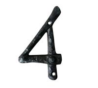 Numéro de maison rustique en fonte « 4 » - 12,7 cm - Numéro d'adresse en fer texturé - Vintage - Noir - Plaque extérieure