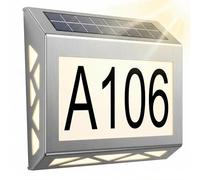 Numéro de maison solaire à LED en acier inoxydable - Numéro de maison éclairé par énergie solaire - Détection automatique du jour et de la nuit