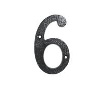 Numéro de porte 6 en fer noir 10,2 cm