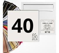 Numéro de rue carré 10x10cm adhésive en PVC - Gravure Laser - 22 Couleurs - Avec ou Sans Motif (Blanc texte noir)