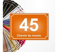 Numéro de Rue Maison Personnalisé 15x10 cm Orange/Blanc