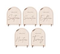 Numero De Table Mariage Numéros de Table arqués avec support, 5 pièces, cartes de sièges en bois, cartes de Place réutilisables(Sixteen to Twenty)