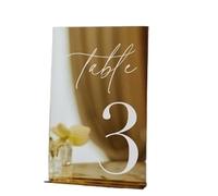 Numéro De Table Numéros de table modernes - Panneaux décoratifs dorés à miroir (une face) for réception mariage(Brown,NO.1-10(12x18cm))
