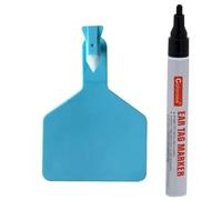Numéro d'identification plastique pour bétail, Étiquettes auriculaires for bétail en TPU, lot de 50 ou 100 étiquettes vierges grande taille, une seule pièce(Blue,100pcs+pen)