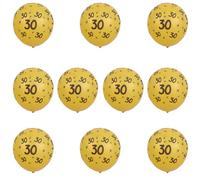 Numéro d'or de 12 pouces Balloons en latex imprimés 10pcs, 30e 40e 50e anniversaire de fête d'anniversaire (Golden 30)