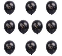 Numéro d'or de 12 pouces Balloons en latex imprimés 10pcs, 30e 40e 50e anniversaire de fête d'anniversaire (Black 30)