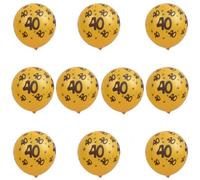Numéro d'or de 12 pouces Balloons en latex imprimés 10pcs, 30e 40e 50e anniversaire de fête d'anniversaire (Golden 40)