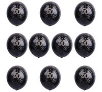 Numéro d'or de 12 pouces Balloons en latex imprimés 10pcs, 30e 40e 50e anniversaire de fête d'anniversaire (Black 50)