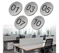numéro Étiquette Numérotée 1-50 1-100, Étiquettes Numériques Givrées En Acrylique, Étiquette De Signe Numérique Circulaire Avec Support(Silver-1-50 D 3.5 CM)