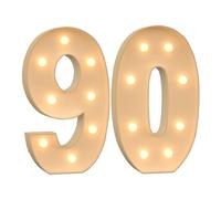 Numéro Géant Lumineux pour Fête - Chiffres et Lettres LED Décoratifs, 3000K Blanc Chaud, Idéal pour Décoration d’Anniversaire, Mariage et Baby Shower (Ensemble rose 90 ans,100cm/3FT)