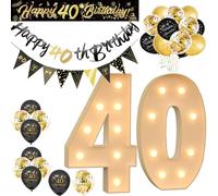 Numéro Géant Lumineux pour Fête - Chiffres et Lettres LED Décoratifs, 3000K Blanc Chaud, Idéal pour Décoration d’Anniversaire, Mariage et Baby Shower (Ensemble Doré 40 Ans,100cm/3FT)