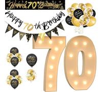 Numéro Géant Lumineux pour Fête - Chiffres et Lettres LED Décoratifs, 3000K Blanc Chaud, Idéal pour Décoration d’Anniversaire, Mariage et Baby Shower (Ensemble D'or 70 Ans,70cm/2.3FT)