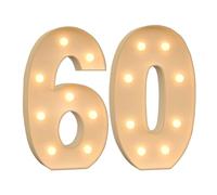 Numéro Géant Lumineux pour Fête - Chiffres et Lettres LED Décoratifs, 3000K Blanc Chaud, Idéal pour Décoration d’Anniversaire, Mariage et Baby Shower (Ensemble rose 60 ans,100cm/3FT)