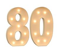 Numéro Géant Lumineux pour Fête - Chiffres et Lettres LED Décoratifs, 3000K Blanc Chaud, Idéal pour Décoration d’Anniversaire, Mariage et Baby Shower (Ensemble rose 80 ans,100cm/3FT)