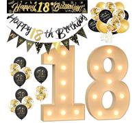 Numéro Géant Lumineux pour Fête - Chiffres et Lettres LED Décoratifs, 3000K Blanc Chaud, Idéal pour Décoration d’Anniversaire, Mariage et Baby Shower (Ensemble Doré 18 Ans,70cm/2.3FT)