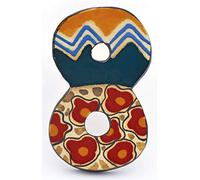 Numéro Maison. Numéro 8" décorative de céramique Faite et Peinte à la Main avec décoration Foc-Art Multicolore. 16 cm x 10 cm x 1,5 cm