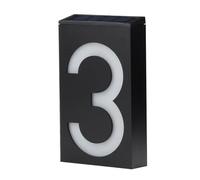 Numéro Maison,Numero de Maison Exterieur Numéro de maison solaire, adresse extérieure, panneau lumineux à LED, plaque, rue numérique personnalisée(Number-3)