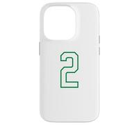 Numéro n ° 2 Équipe Sportive Verte Blanche Coque pour iPhone 14 Pro