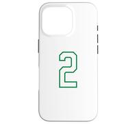 Numéro n ° 2 Équipe Sportive Verte Blanche Coque pour iPhone 16 Pro