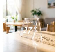 numéro Numéros De Table De Style Tente Transparents 70x80mm 100x120mm, 1-5 1-30 1-50 1-100 Signes De Numéro De Table De Mariage Acrylique(1-57,L 100 MM W 120 MM)