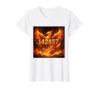 Numéro Phénix né de Sept 142857 T-Shirt Graphique avec Valeur, Femme, Blanc, M