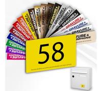 Numéro Pour Boîte Aux Lettres Adhésif - Numéro De Maison PVC - Plaque Gravée À Personnaliser - MEDIUM 7 x 5 cm (Jaune)