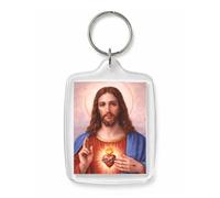 NumeroPhi Porte-clés Sacré Cœur de Jésus double face en méthacrylate, accessoire catholique pour femme, cadeau religieux et détail spirituel, fabriqué en Europe