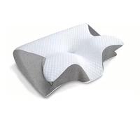 NUMEROS 1 des Oreiller Cervical Ergonomique en Mousse à Mémoire, 60 x 30 cm, Design Respirant avec Support Épaules, Blanc et Gris