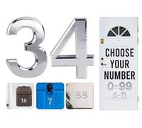 Numéros de 0 à 99 Effet Chromé à Coller - Chiffres en ABS 3D Argentés pour Portes, Boîtes aux Lettres, Chambres d'Hôtel (34)