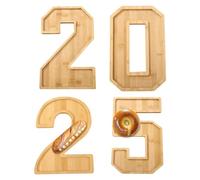 Numéros de charcuterie 2025, plateau alimentaire avec numéros 2025,Plateau en carton avec numéro compilable 2025 | Présentoir de plateau en bois pour aliments, bonbons, frites