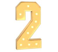 Numéros de décoration d'anniversaire de 28 pouces, chapiteau lumineux for décorations de fête du 18e et 50e anniversaire, lumière LED, cadre prédécoupé, numéros en mosaïque(Number 2,WARM LIGHT)