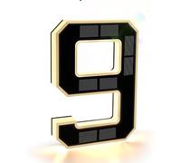 Numéros de Maison À Éclairage Solaire de 9 Pouces, Allument les Numéros D'adresse À Led Étanches pour les Maisons, Grands Numéros de Maison Modernes Éclairés Personnalisés 9