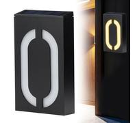 Numéros de maison à éclairage solaire pour extérieur, grand numéro d'adresse lumineux à DEL, panneau d'adresse moderne pour maison, rue, restaurant, étanche, 18,5 cm (numéro 0)