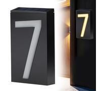 Numéros de maison à éclairage solaire pour extérieur, grand numéro d'adresse lumineux à DEL, panneaux d'adresse modernes pour maison, rue, restaurant, étanche, 18,5 cm (numéro 7)