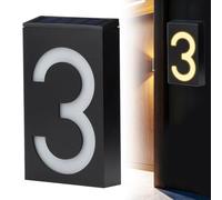 Numéros de maison à éclairage solaire pour extérieur, grand numéro d'adresse lumineux à DEL, panneaux d'adresse modernes pour maison, rue, restaurant, étanche, 18,5 cm (numéro 3)