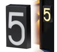 Numéros de maison à éclairage solaire pour extérieur, grand numéro d'adresse lumineux à DEL, panneaux d'adresse modernes pour maison, rue, restaurant, étanche, 18,5 cm (numéro 5)