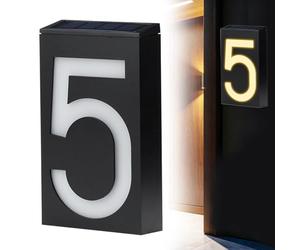 Numéros de maison à éclairage solaire pour extérieur, grand numéro d'adresse lumineux à DEL, panneaux d'adresse modernes pour maison, rue, restaurant, étanche, 18,5 cm (numéro 5)