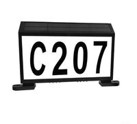 Numéros de maison à énergie solaire à LED - Plaque de porte lumineuse automatique du crépuscule à l'aube - Numéros de boîte aux lettres - Avec modèle de montage - Batterie 1200 mAh - Noir